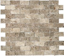 1"x2" Noce Travertine Split Face Mosaic Tile