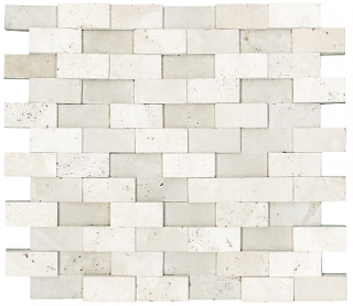 1"x2" Honed Cubics Ivory Travertine Mosaic Tile