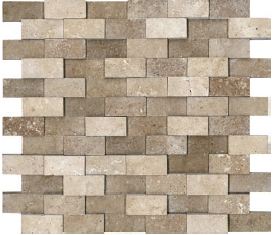 1"x2" Honed Cubics Noce Travertine Mosaic Tile