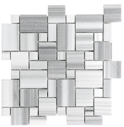 Fluid Mini Versailles Polished Marble Mosaic Tile (12"x12" Sheet)