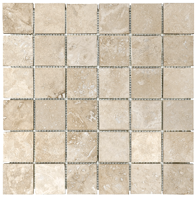 2"x2" Ivory Travertine Filled & Honed Mosaic Tile