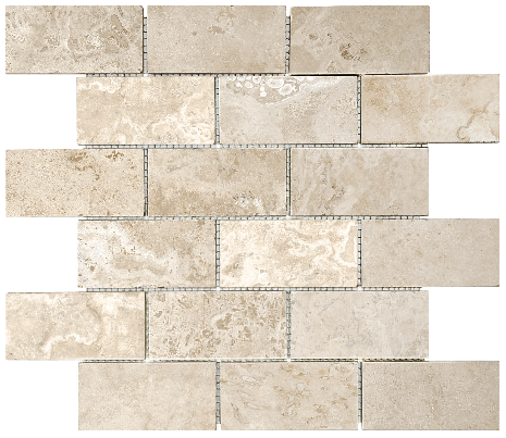 2"x4" Ivory Travertine Filled & Honed Mosaic Tile