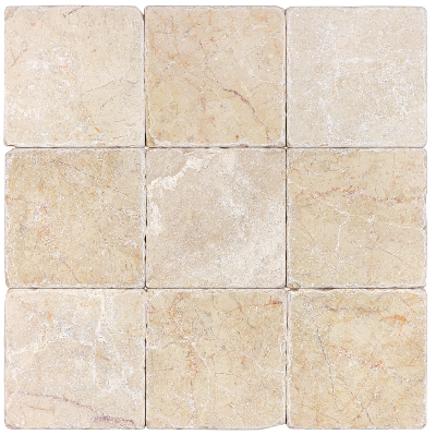 4"x4" Berkshire Crema Tumbled Marble Tile