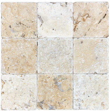 4"x4" Picasso Travertine Tumbled Tile