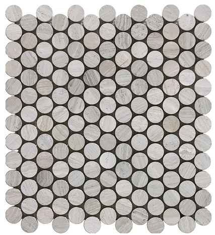Happy Floors - Project Deco PENNY ROUND & BASKETWEAVE Natural Stone Mosaic Tile