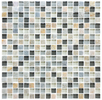 Anatolia - 5/8"x5/8" Bliss Silver Aspen Glass Quartz Blend Mosaic Tile