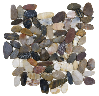 Zen Pebble Bora Wilderness Flat Polished Pebble Mosaic Tile (12"x12" Sheet)
