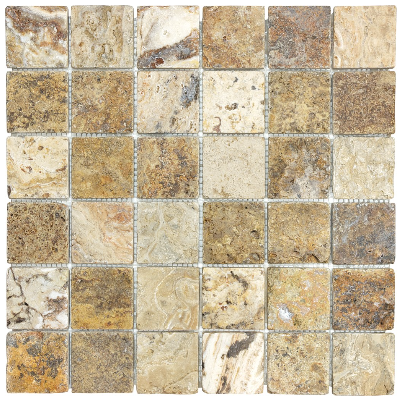 2"x2" Scabos Tumbled Travertine Mosaic Tile