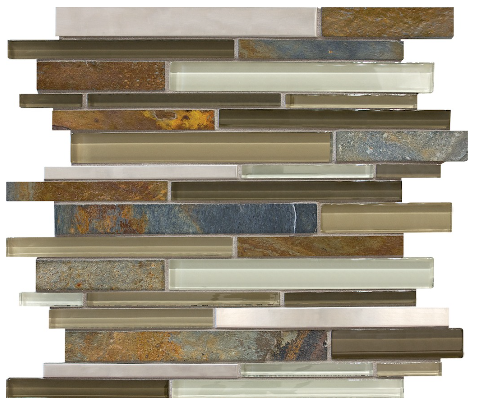 Anatolia - Bliss Nature Trail Glass-Stone-Stainless Linear Strip Mosaic Tile