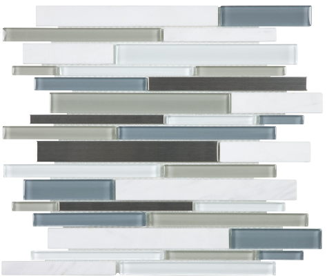 Anatolia - Bliss Nordic Storm Glass Stone Stainless Linear Strip Mosaic