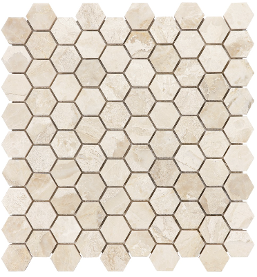 1-1/4"x1-1/4" Impero Reale Hexagon Honed Marble Mosaic Tile (12"x12" Sheet)