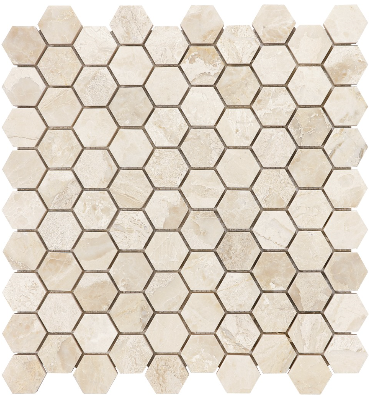 1-1/4"x1-1/4" Impero Reale Hexagon Polished Marble Mosaic Tile (12"x12" Sheet)