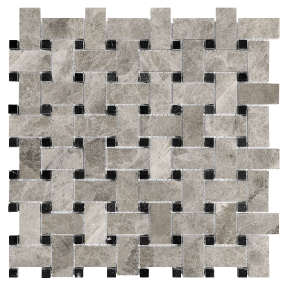 Phantasie Gray Basketweave Polished Marble Mosaic Tile (12"x12" Sheet)