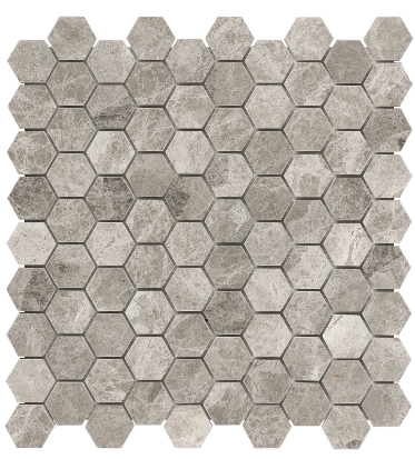 1-1/4"x1-1/4" Phantasie Gray Hexagon Polished Marble Mosaic Tile (12"x12" Sheet)