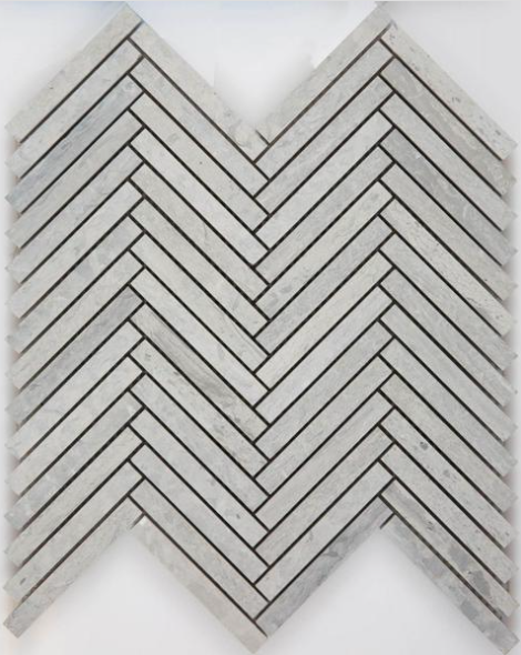 Arvex - 0.5"x4" Wooden Silver Honed Herringbone Mosaic (11"x11.65" Sheet)