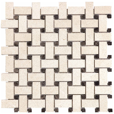 Serene Ivory Honed Limestone Basketweave Mosaic Tile (12"x12" Sheet)