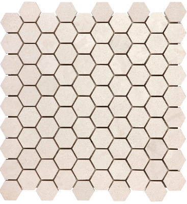 1-1/4"x1-1/4" Serene Ivory Honed Limestone Hexagon Mosaic (12"x12" Sheet)
