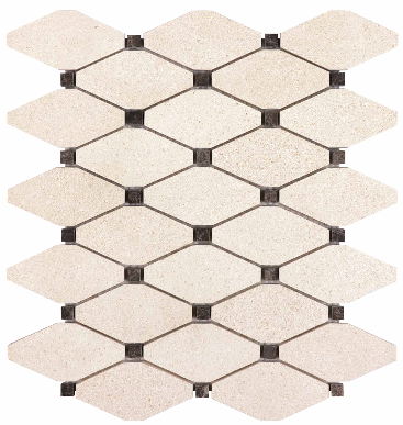 Serene Ivory Honed Limestone Clipped Diamond Mosaic Tile (12"x12" Sheet)