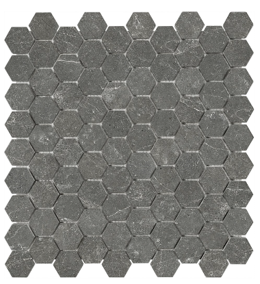 1-1/4"x1-1/4" Stark Carbon Hexagon Polished Marble Mosaic Tile
