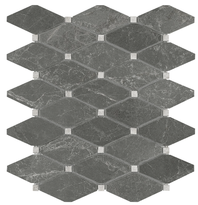 Stark Carbon Clipped Diamond Polished Marble Mosaic Tile
