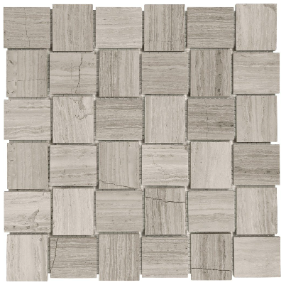2"x2" Strada Mist Polished Limestone Basketweave Mosaic Tile (12"x12" Sheet)
