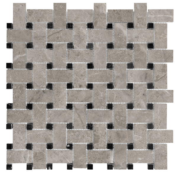 Ritz Gray Honed Marble Basketweave Mosaic Tile (12"x12" Sheet)