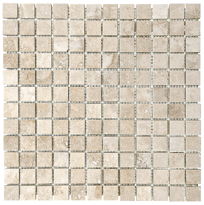 1"x1" Ivory Travertine Filled & Honed Mosaic Tile