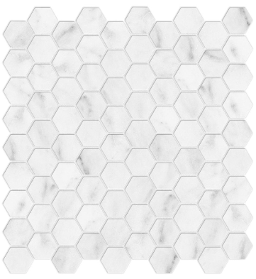 1-1/4"x1-1/4" Bianco Venatino Hexagon Honed Marble Mosaic (12"x12" Sheet)