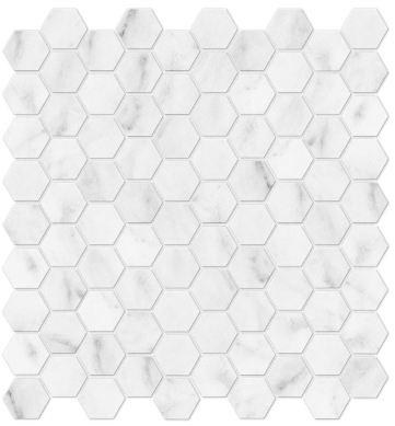 1-1/4"x1-1/4" Bianco Venatino Hexagon Polished Marble Mosaic (12"x12" Sheet)