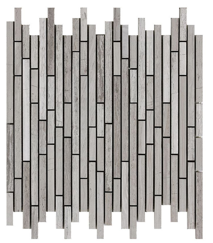 Project Deco Wooden White Sticks Natural Stone Mosaic Tile (11.3"x11.7" Sheet)