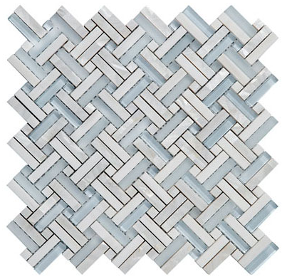 Project Deco Captiva Sky Double Basketweave Mosaic (11"x11" Sheet)