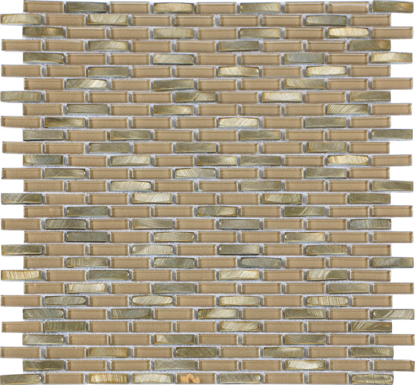 Iridium Gold Mini-Brick Mosaic Tile (11.9"x12" Sheet)