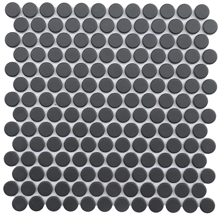 Project Deco Endura Basics Black Penny Round Mosaic Tile (11.8"x11.8" Sheet)