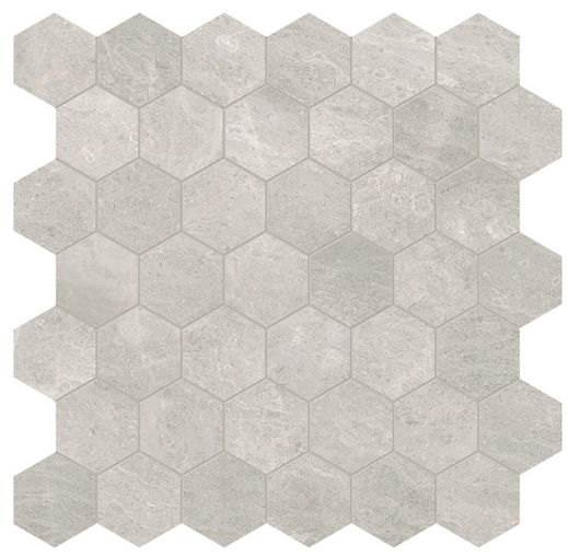 2" Anciano Grigio Hexagon Honed Marble Mosaic Tile