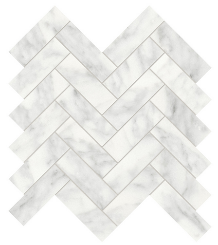1.25"x4" Cromo Bianco Herringbone Honed Marble Mosaic Tile