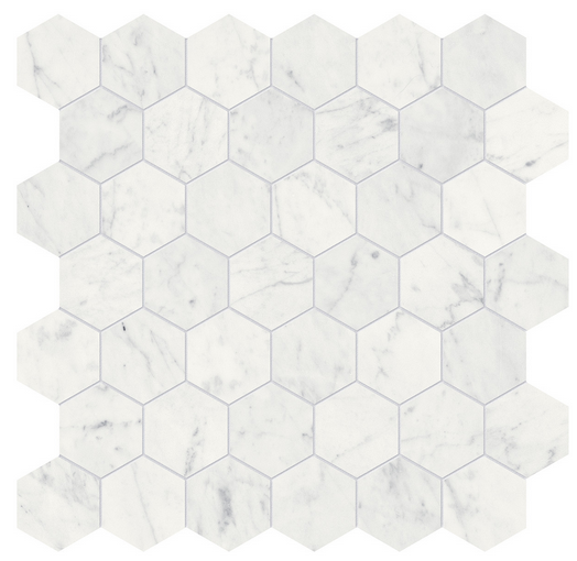 2" ETERNA BIANCO Hexagon Honed Marble Mosaic Tile