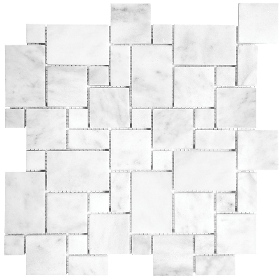 Bianco Venatino Mini Versailles Polished Marble Mosaic (12"x12" Sheet)