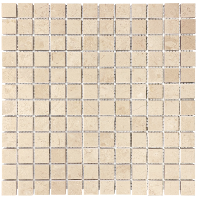 1"x1" Berkshire Crema Polished Marble Mosaic Tile (12"x12" Shhet)