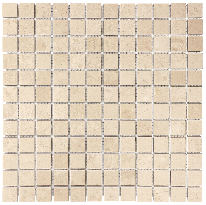 1"x1" Berkshire Crema Honed Marble Mosaic Tile (12"x12" Sheet)