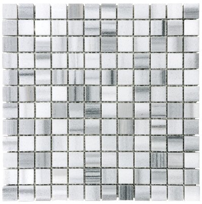 1"x1" Fluid Polished Marble Mosaic Tile (12"x12" Sheet)