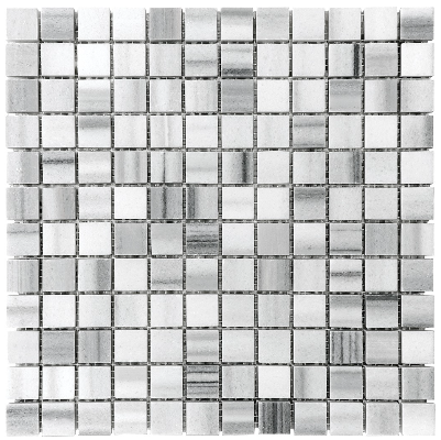 1"x1" Fluid Honed Marble Mosaic Tile (12"x12" Sheet)