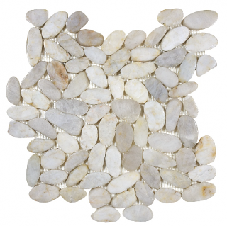 Zen Fiji Cream Flat Polished Pebble Mosaic Tile (12"x12" Sheet)