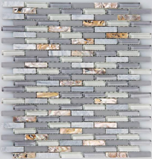 Milstone - 0.4"x1.65" Grey Naomi Mosaic  (10.25"x11.4" Sheet)