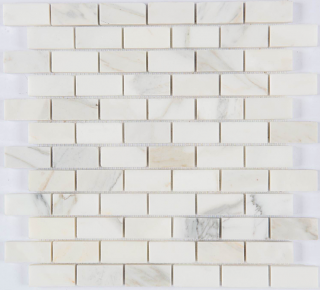 Milstone - 1"x2" Calacatta Brick Polished Marble Mosaic (12"x12" Sheet)
