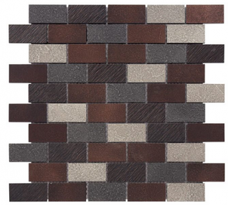 Questech - 1"x2" Cast Metal Dark Oil Rubbed Bronze Twill Brick Mosaic (2 sheets per pack)