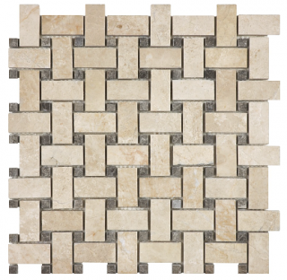 Allure Crema Basketweave Polished Marble Mosaic Tile (12"x12" sheet)