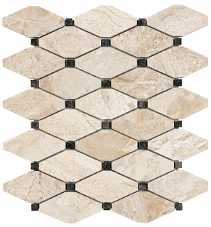 Impero Reale Clipped Diamond Honed Marble Mosaic Tile