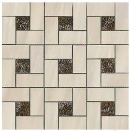 Happy Floors - Dolomite Deco Pinwheel Beige Polished Mosaic (12"x12" Sheet)