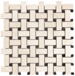 Serene Ivory Polished Limestone Basketweave Mosaic Tile (12"x12" Sheet)