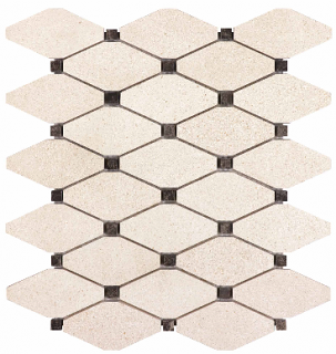 Serene Ivory Polished Limestone Clipped Diamond Mosaic Tile (12"x12" Sheet)